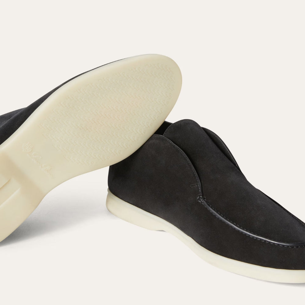 Loro Piana Open Walk Chukka Suede Ankle Boots - Black (8000)