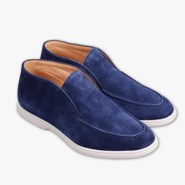 Loro Piana Open Walk Suede Loafers - Dark Blue