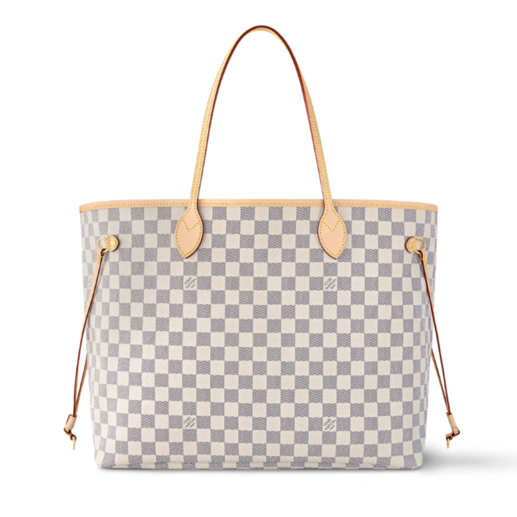 Louis Vuitton Neverfull MM Damier Azur Tote Bag - White