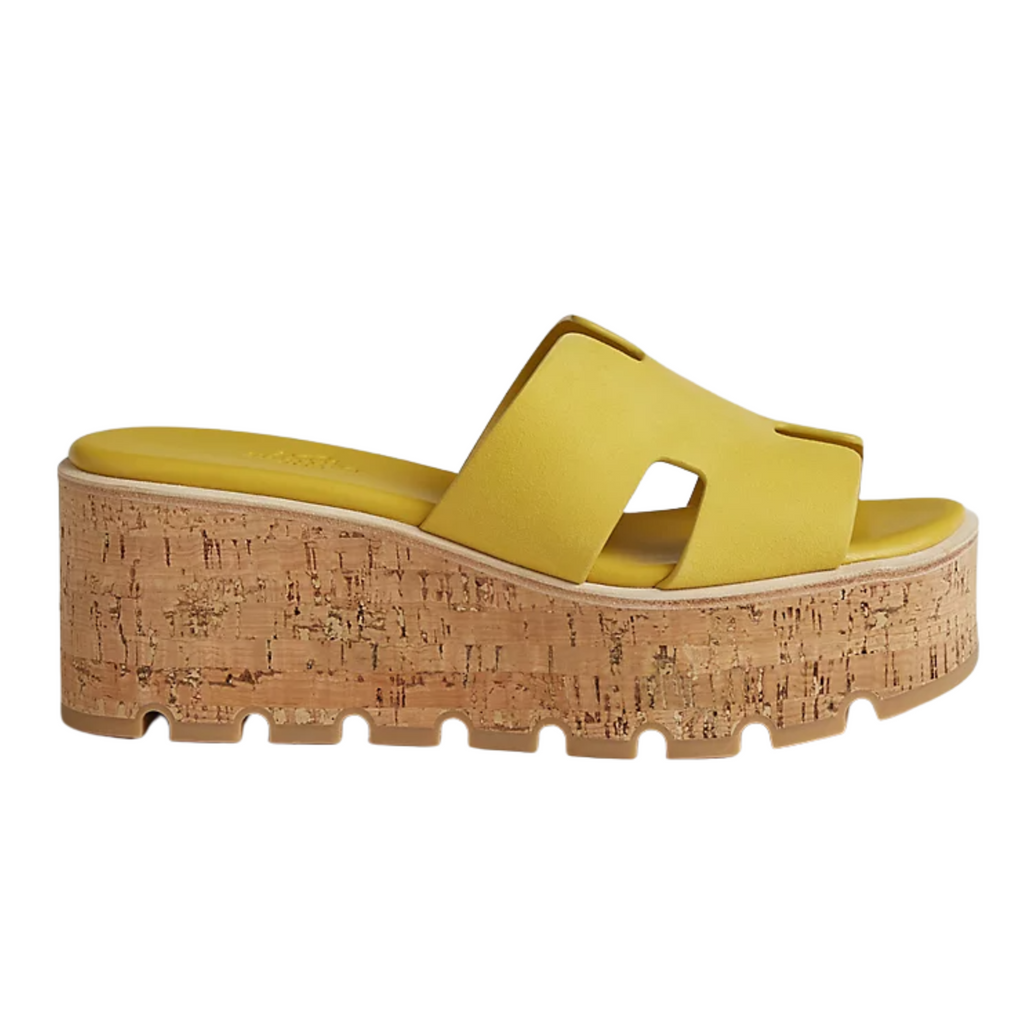 Hermes Eze 30 Suede Sandals - Jaune Impérial