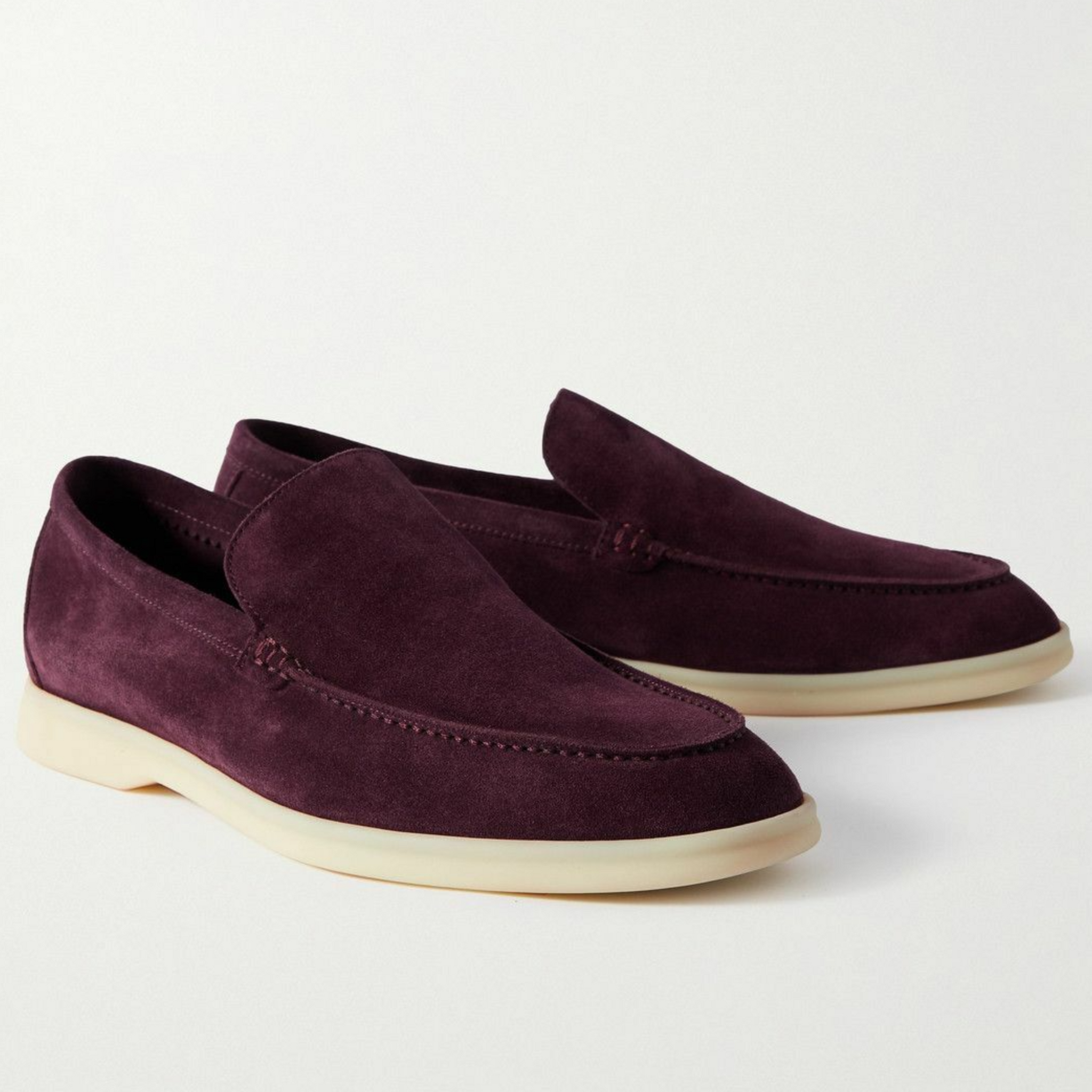 Loro Piana Summer Walk Suede Loafers - Burgundy