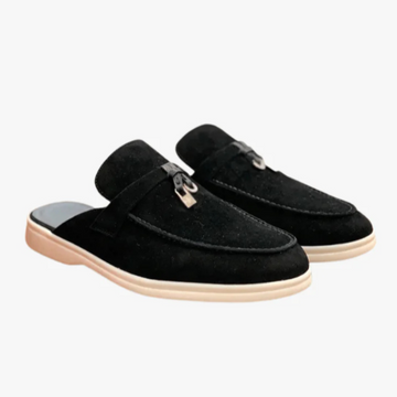 Loro Piana Charms Walk Babouche Suede Loafers - Black (062)