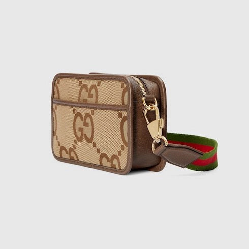 Gucci Jumbo GG Monogram Messenger Crossbody Bag – Beige