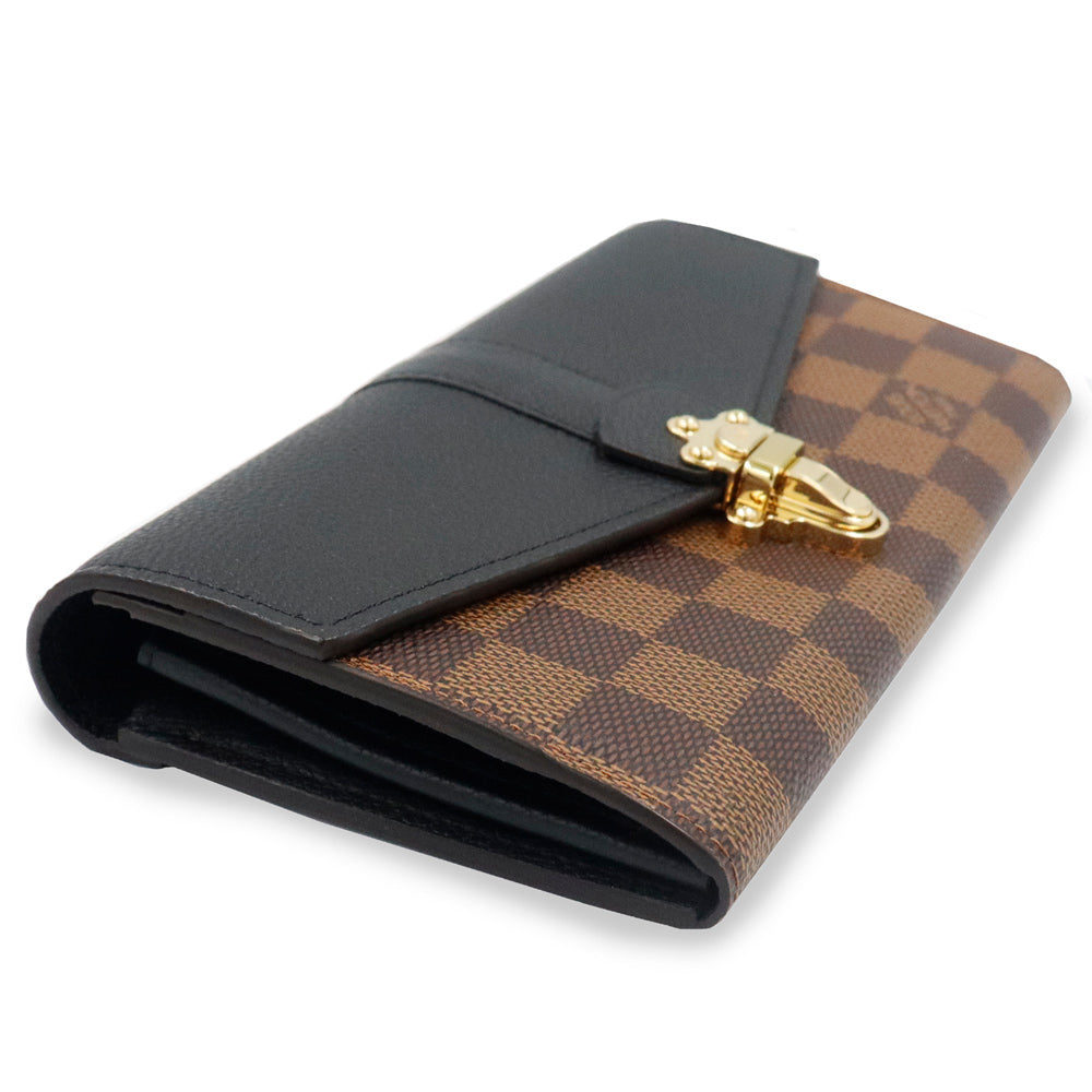 Louis Vuitton Damier Ebene Clapton Long Wallet - Brown