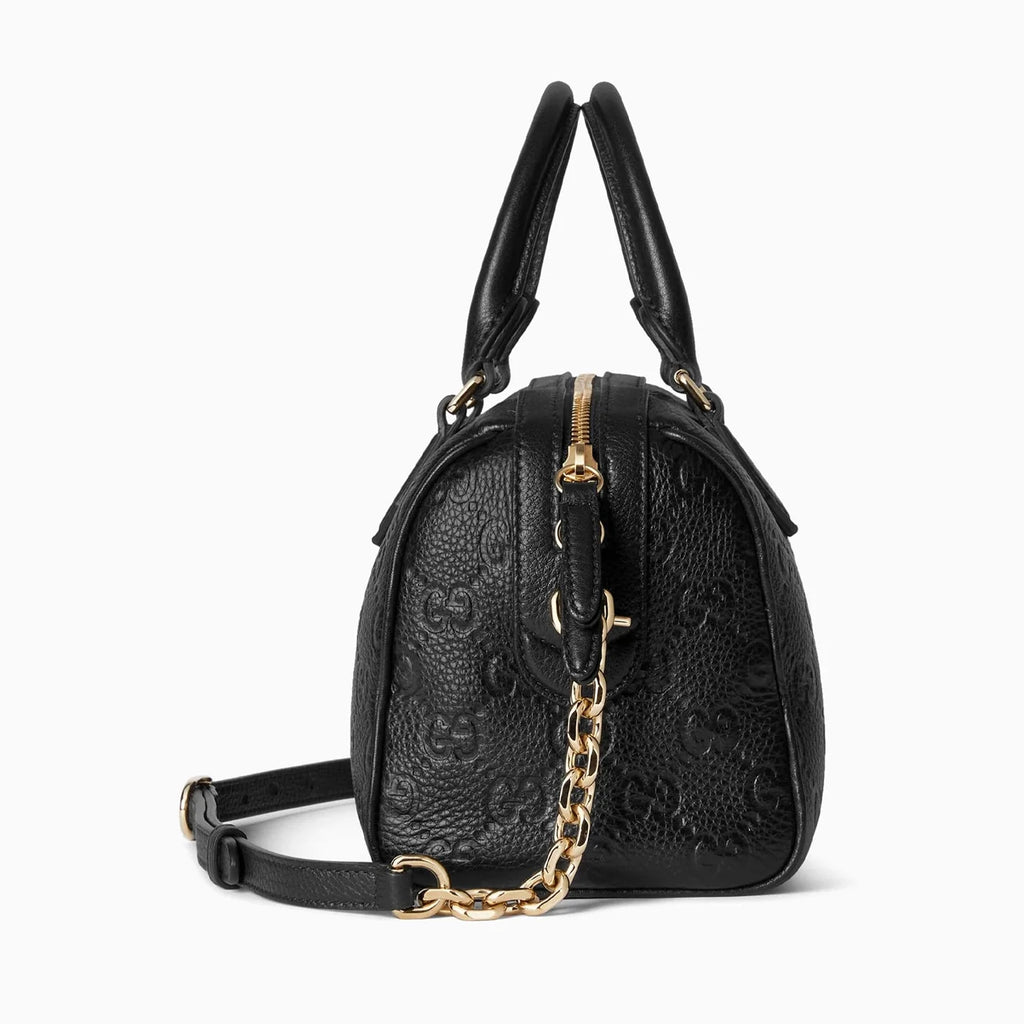 Gucci GG Emblem Small Boston Top Handle Bag – Black