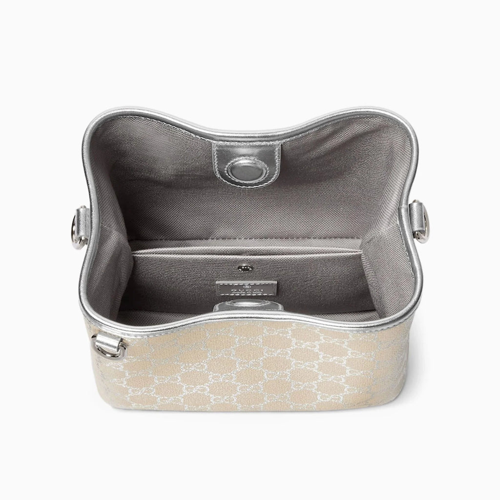 Gucci GG Supreme Monogram Emblem Leather Shoulder Bag - Beige