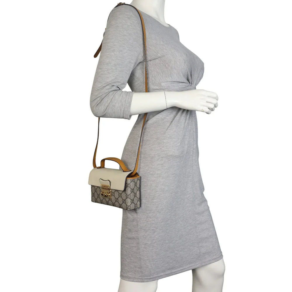 Gucci GG Supreme Padlock Mini Top Handle Bag – Beige