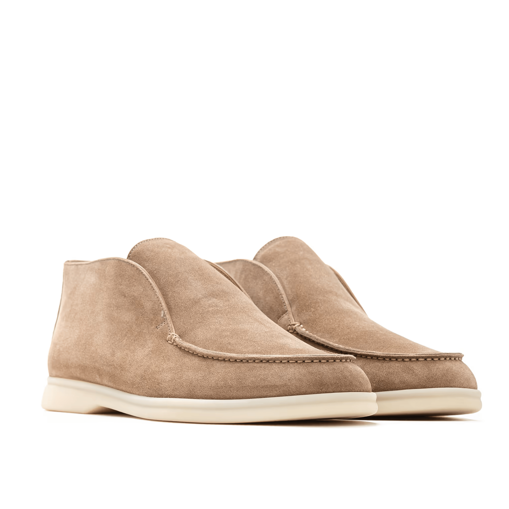 Loro Piana Open Walk Suede Ankle Boots - Woodsmoke Beige