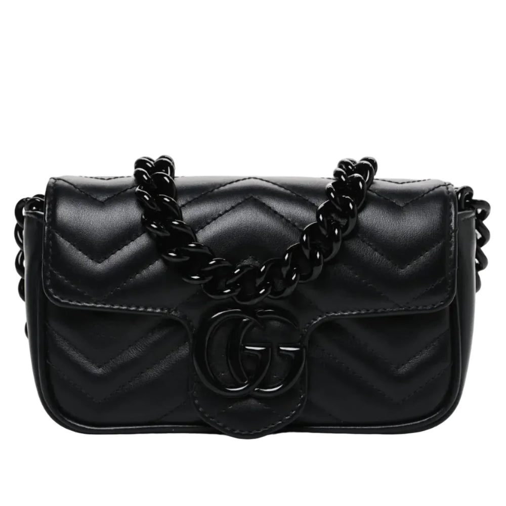 Gucci GG Marmont Leather Chain Belt Bag – Black