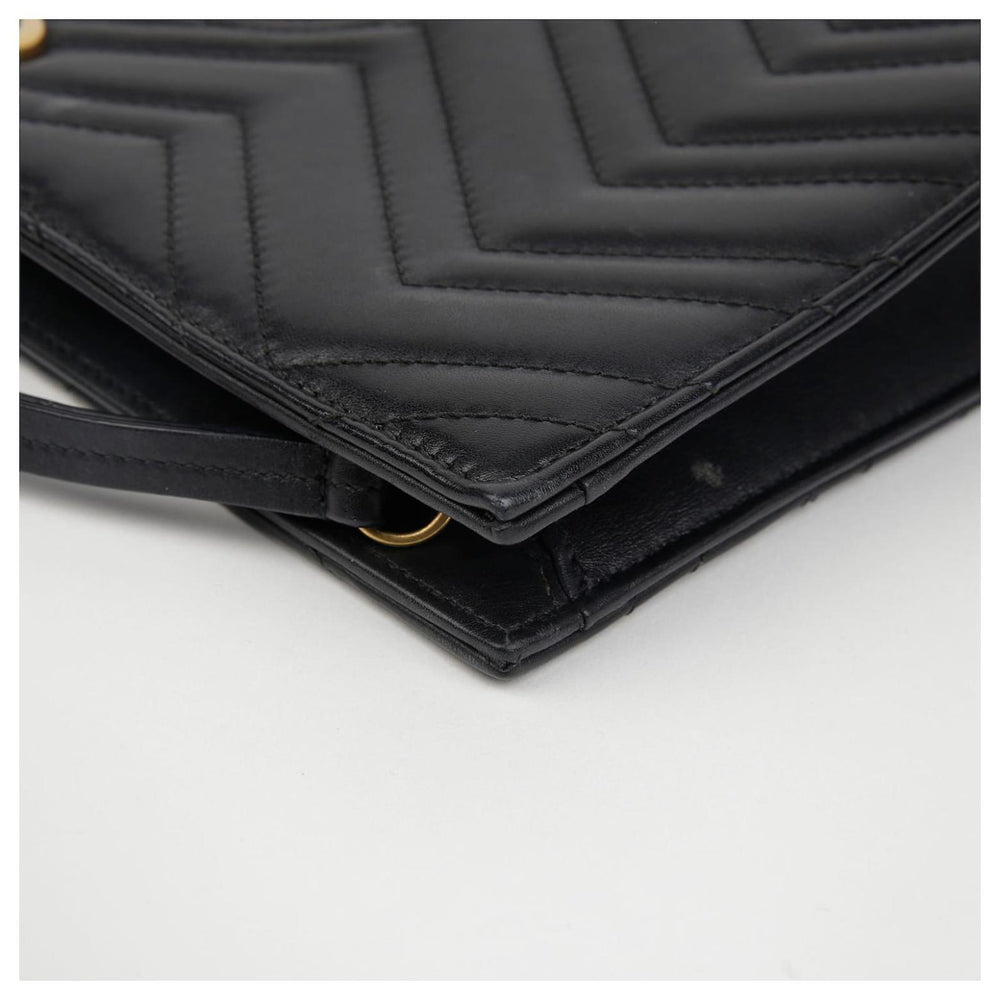 Gucci GG Marmont Matelassé Chevron Heart Clutch Bag – Black