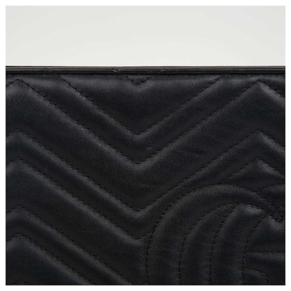 Gucci GG Marmont Matelassé Chevron Heart Clutch Bag – Black