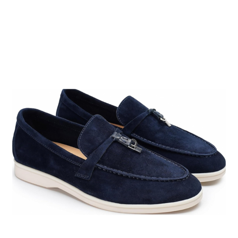 Loro Piana Summer Walk Suede Loafers – Navy Blue (199)