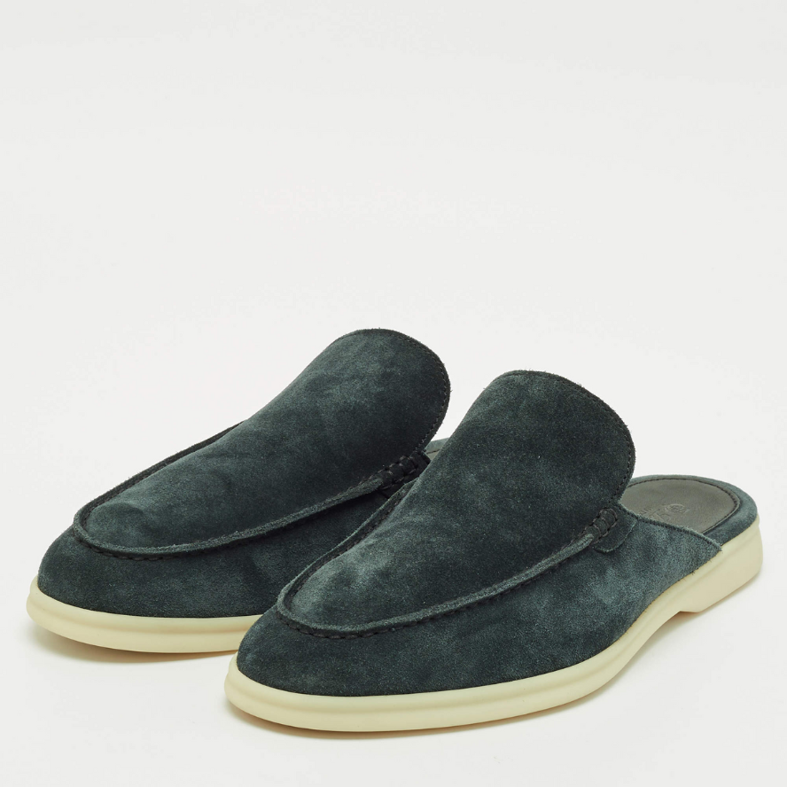 Loro Piana Babouche Walk Suede Loafers - Dark Green