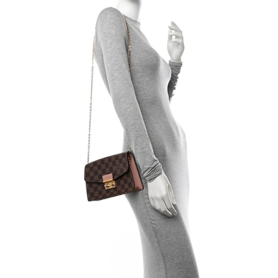 Louis Vuitton Damier Ebene Croisette Chain Wallet Bag - Dark Brown