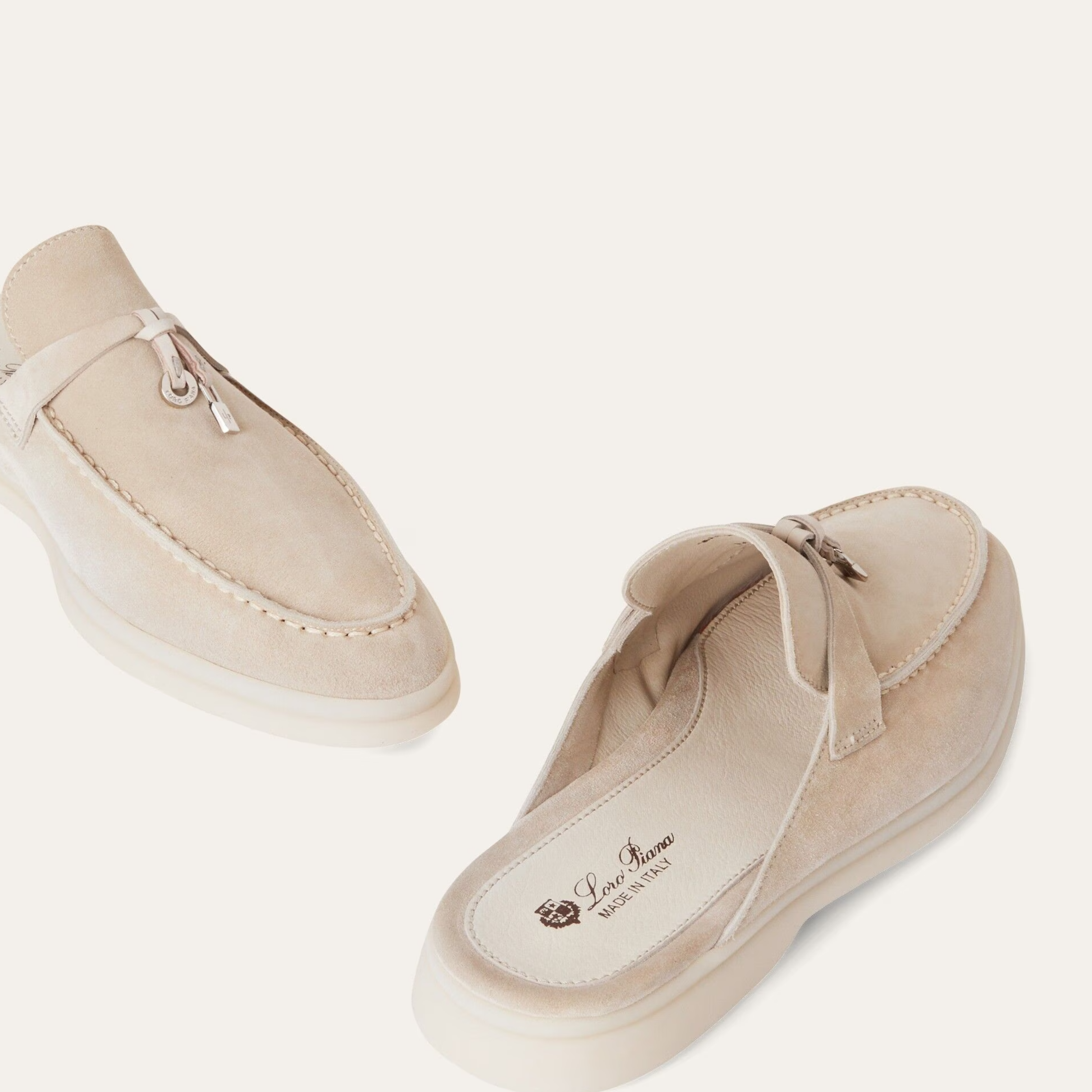 Loro Piana Babouche Charms Walk Suede Loafer - Linen (D746)