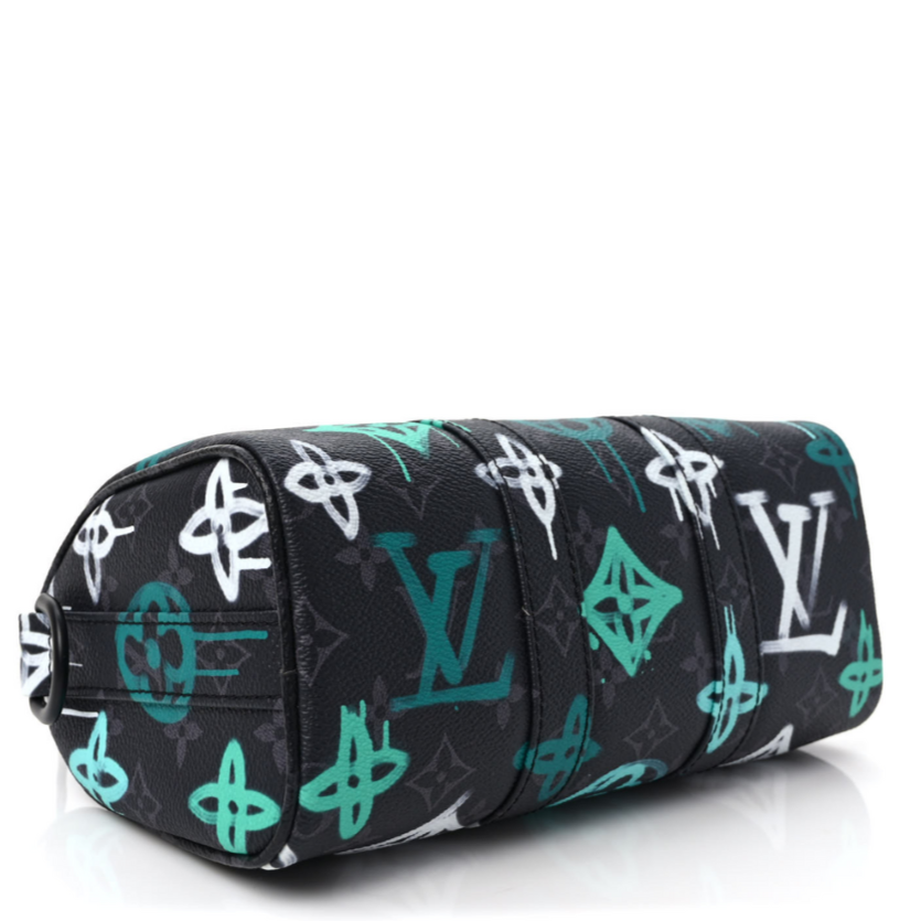 Louis Vuitton Monogram Eclipse Graffiti Keepall Bandoulière 25 Shoulder Bag - Green Lights