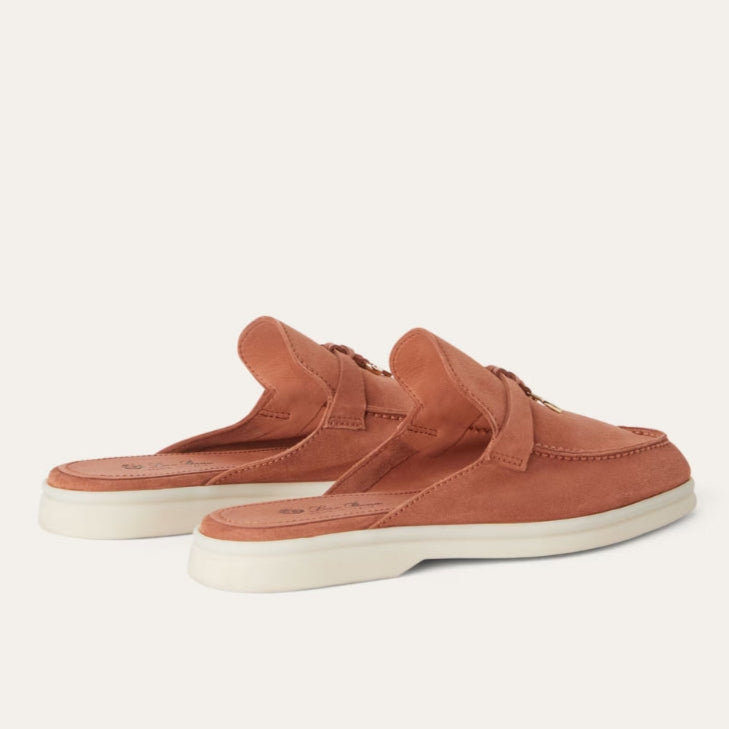 Loro Piana Babouche Charms Walk Suede Loafers - Dusty Orange (L0BF)