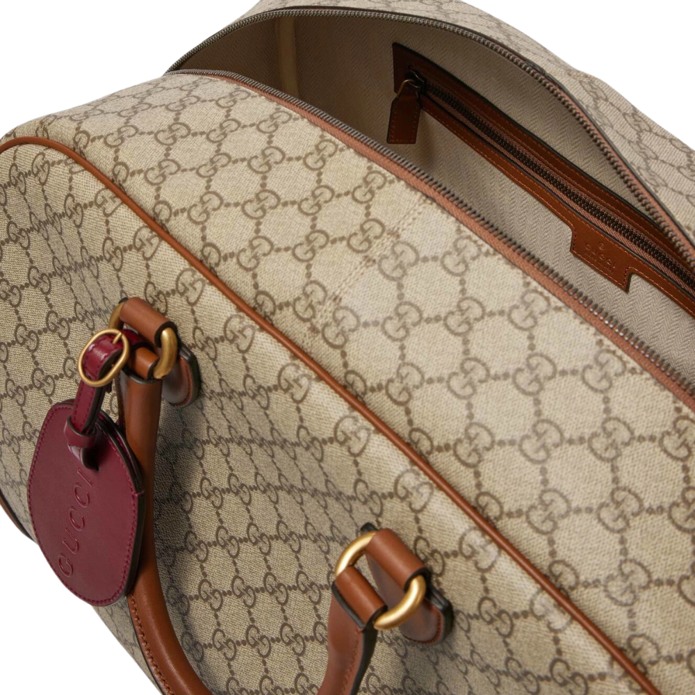 Gucci GG Canvas Medium Leather-Trimmed Duffel Bag