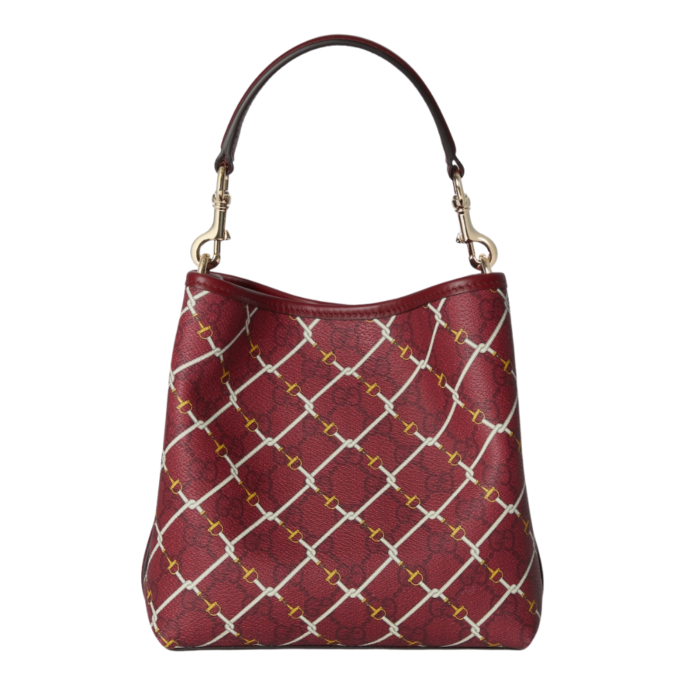 Gucci Emblem Small Bucket Bag – Red