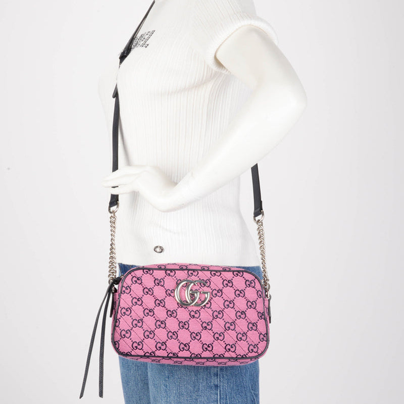 Gucci GG Canvas Quilted Marmont Shoulder Bag – Pink