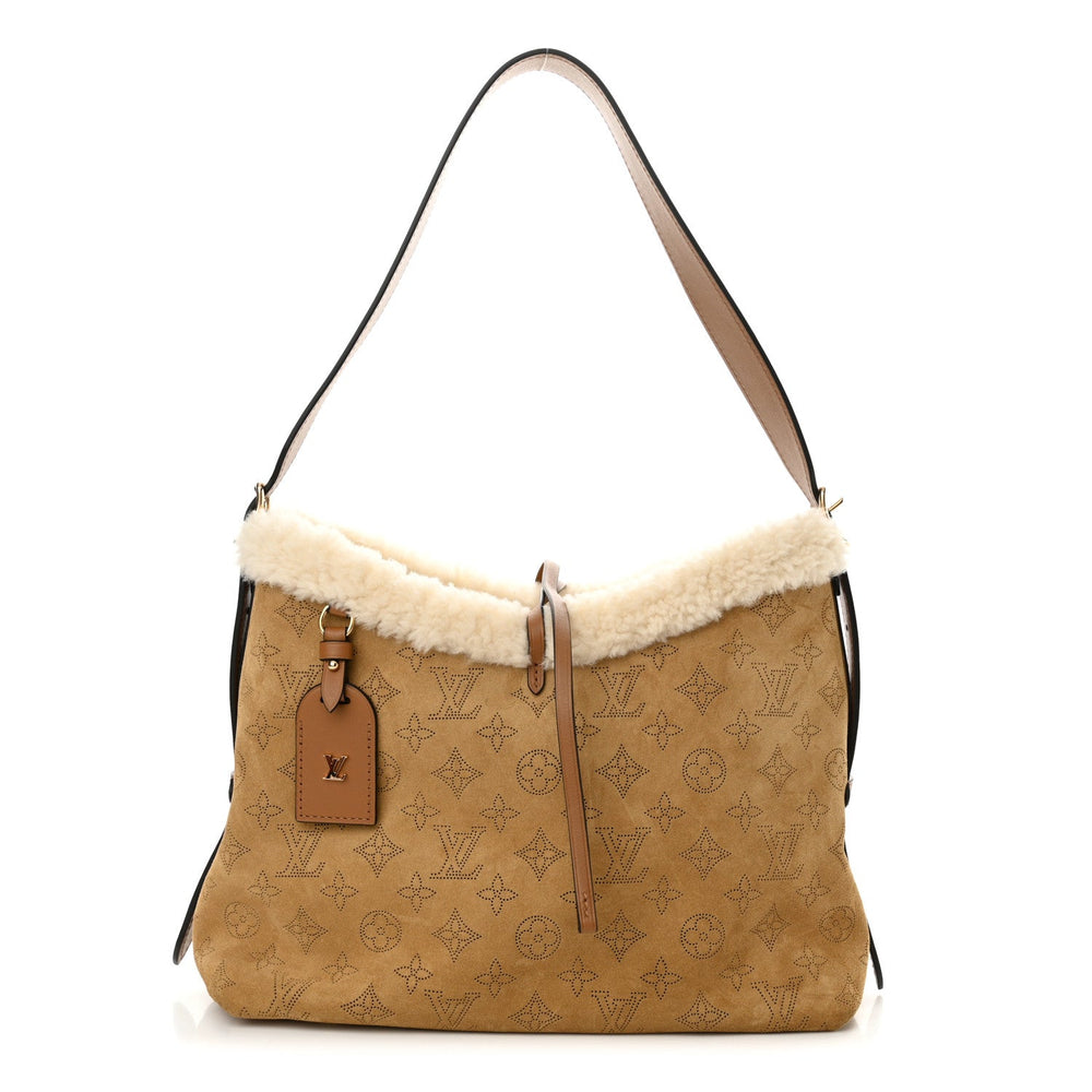 Louis Vuitton Mahina Leather CarryAll BB Shoulder Bag – Beige