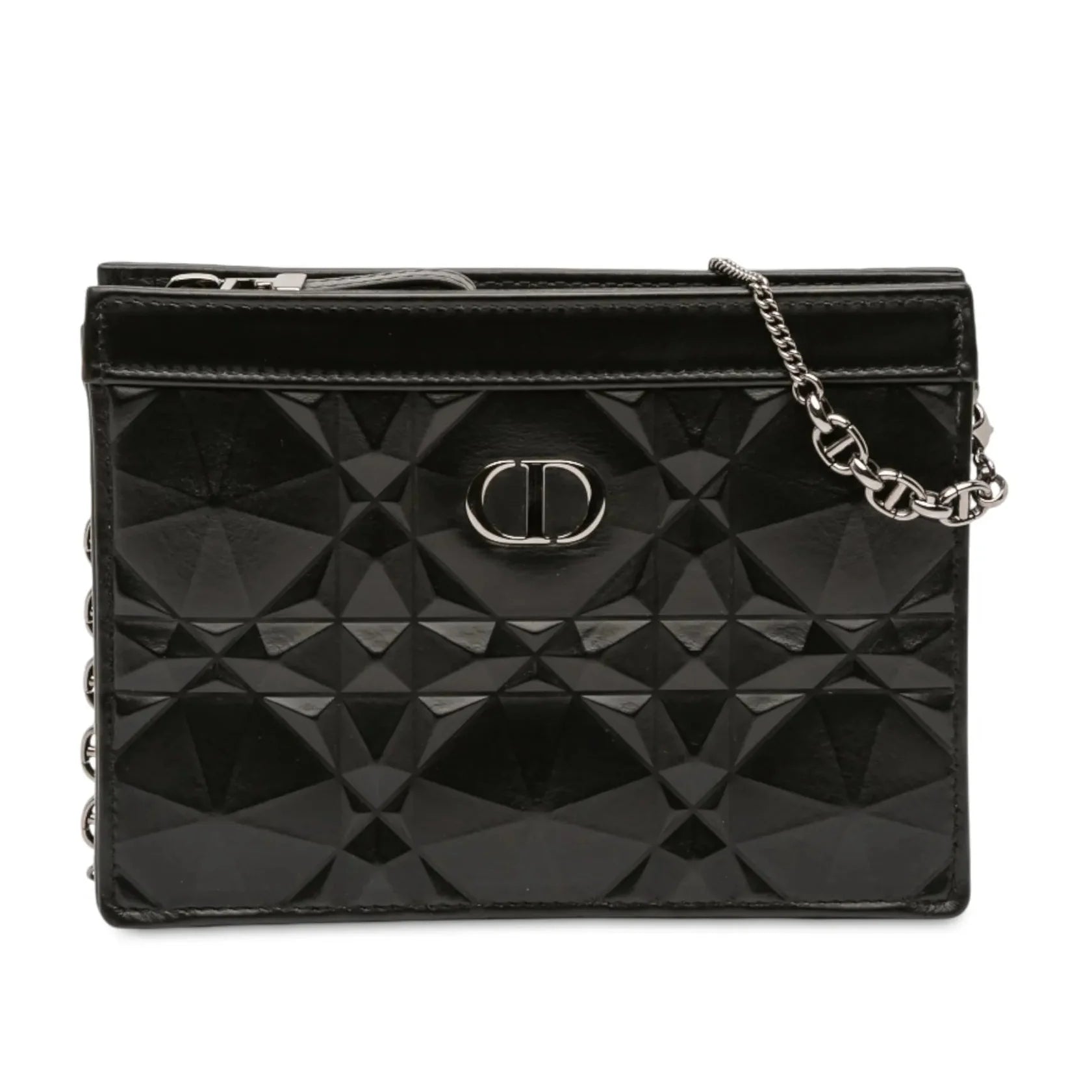 Dior Caro Macrocannage Diamond Quilted Leather Shoulder Bag - Black