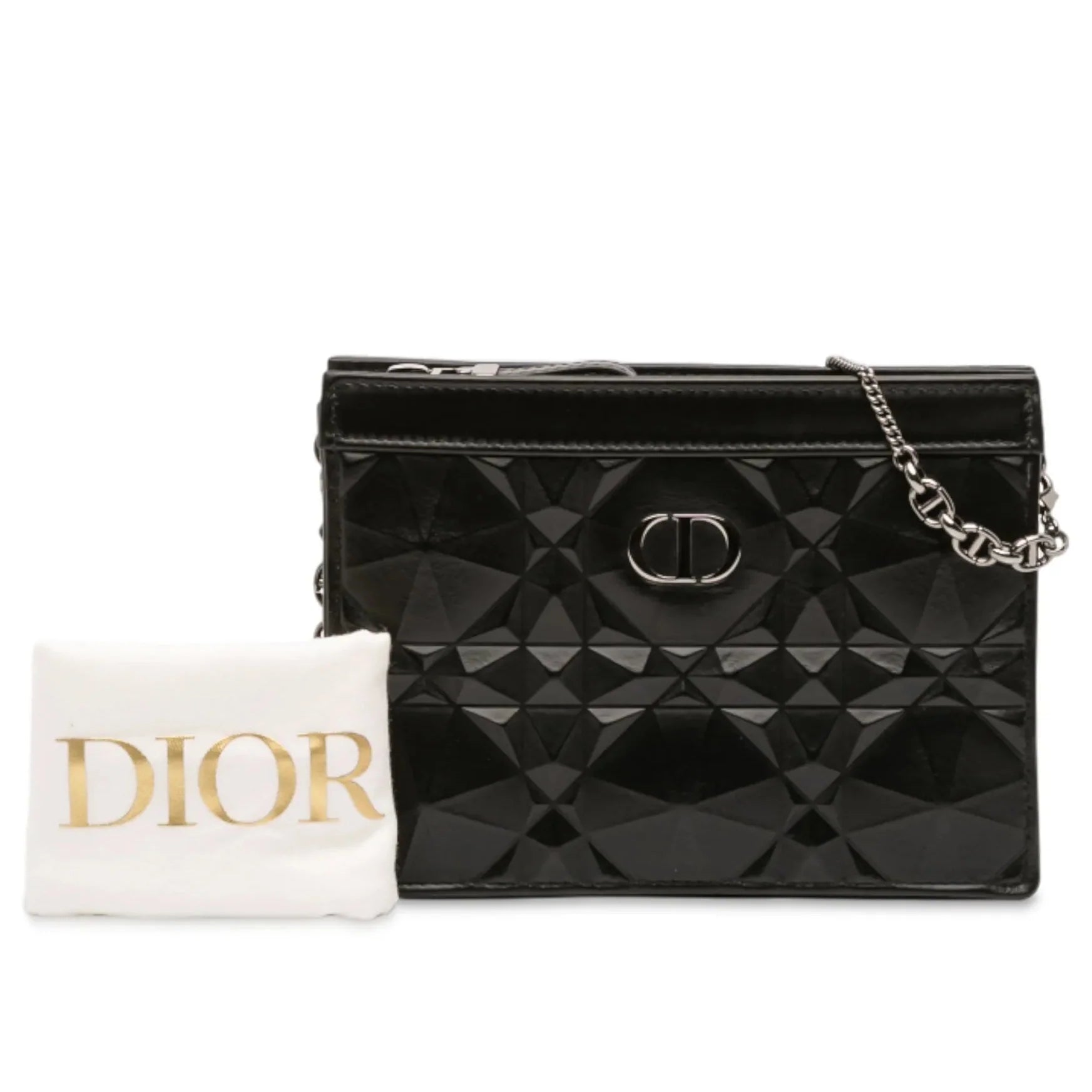 Dior Caro Macrocannage Diamond Quilted Leather Shoulder Bag - Black