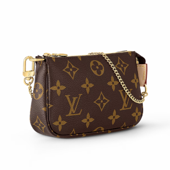 Louis Vuitton ミニショルダーバッグ ブラウン Louis Vuitton Mini Pochette Accessoires Chain Bag - Brown