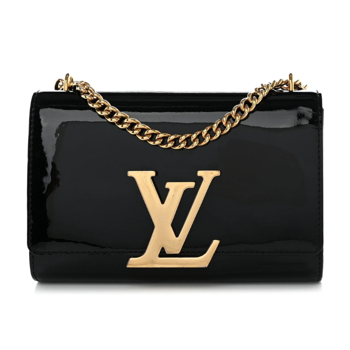 Louis Vuitton Patent Louise Chain Bag - Black