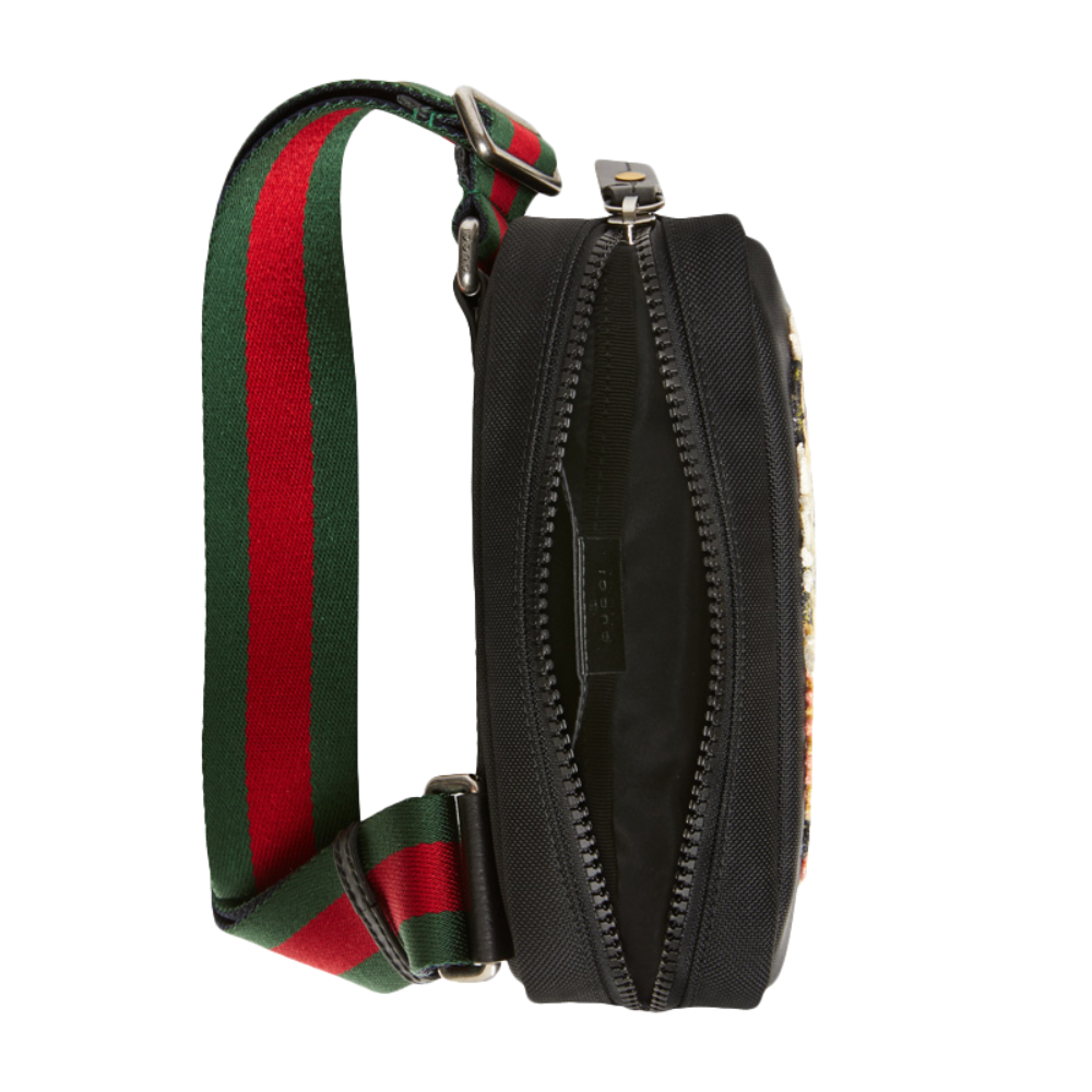 Gucci Black Tiger Nylon Messenger Bag – Black
