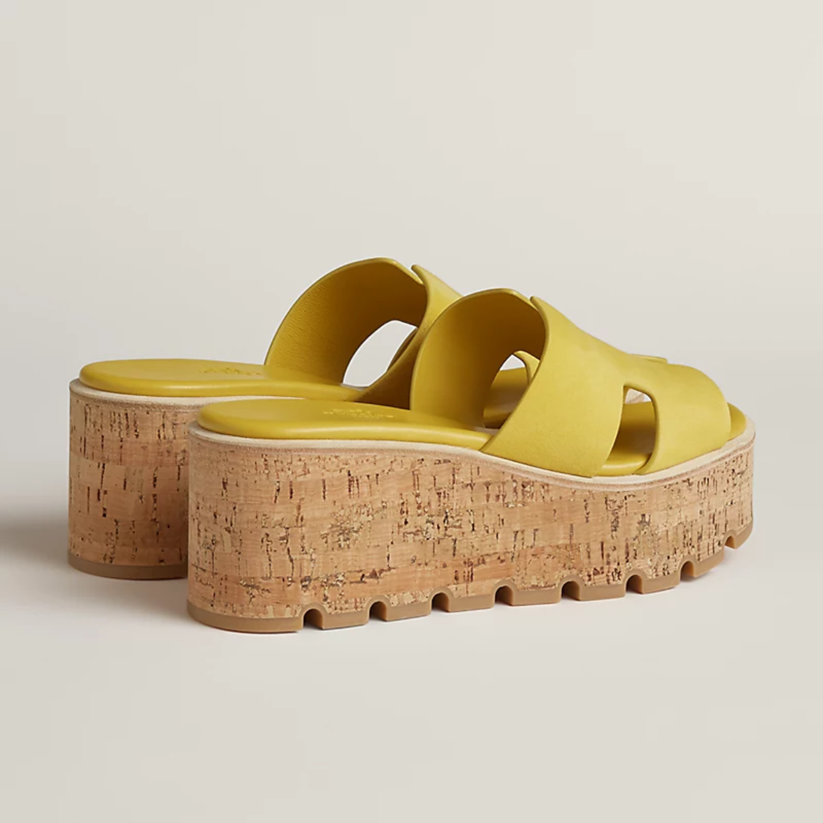 Hermes Eze 30 Suede Sandals - Jaune Impérial