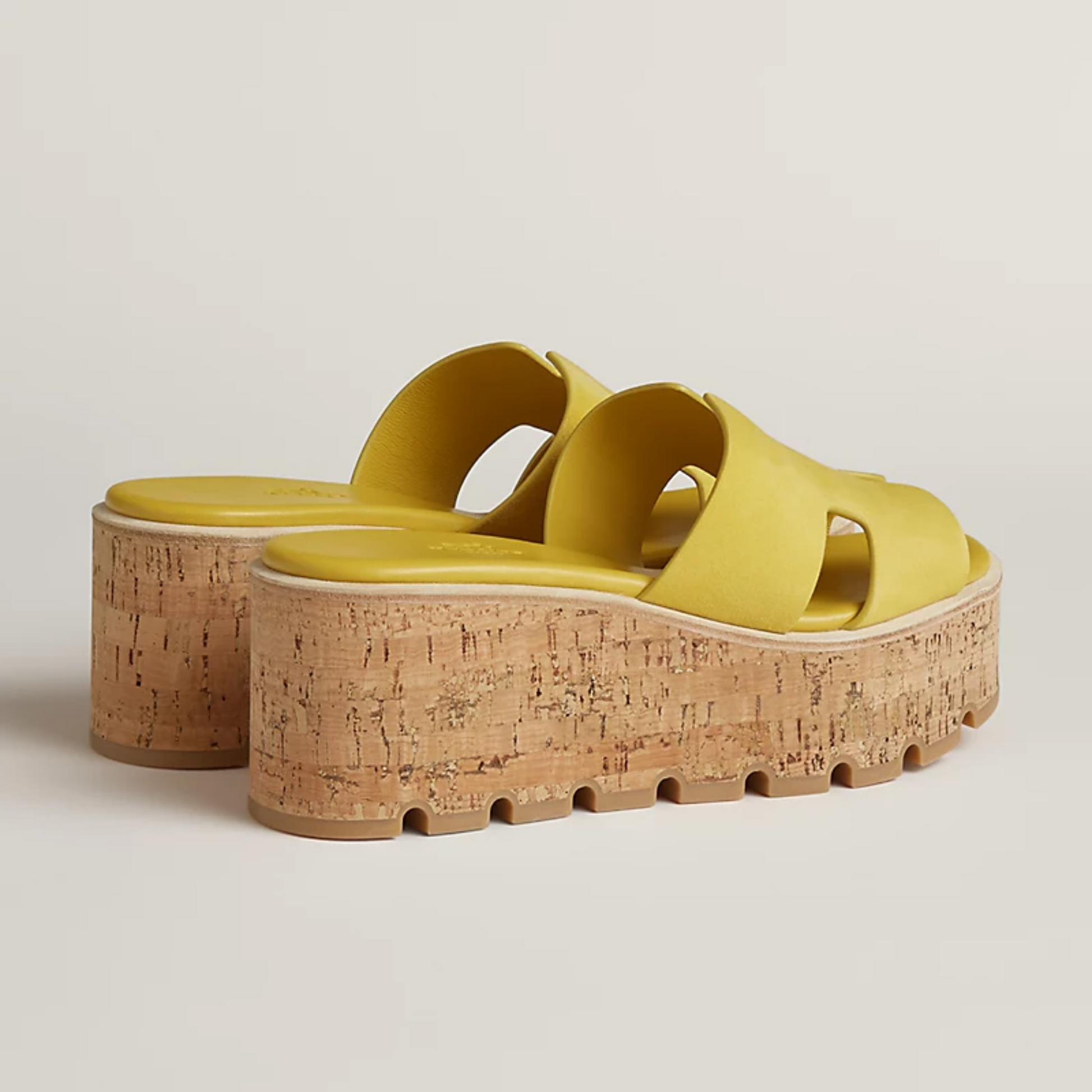 Hermes Eze 30 Suede Sandals - Jaune Impérial