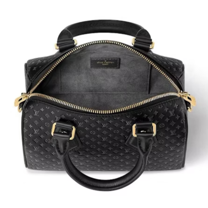 Louis Vuitton Calfskin Nanogram Embossed Speedy Bandoulière 20 - Black