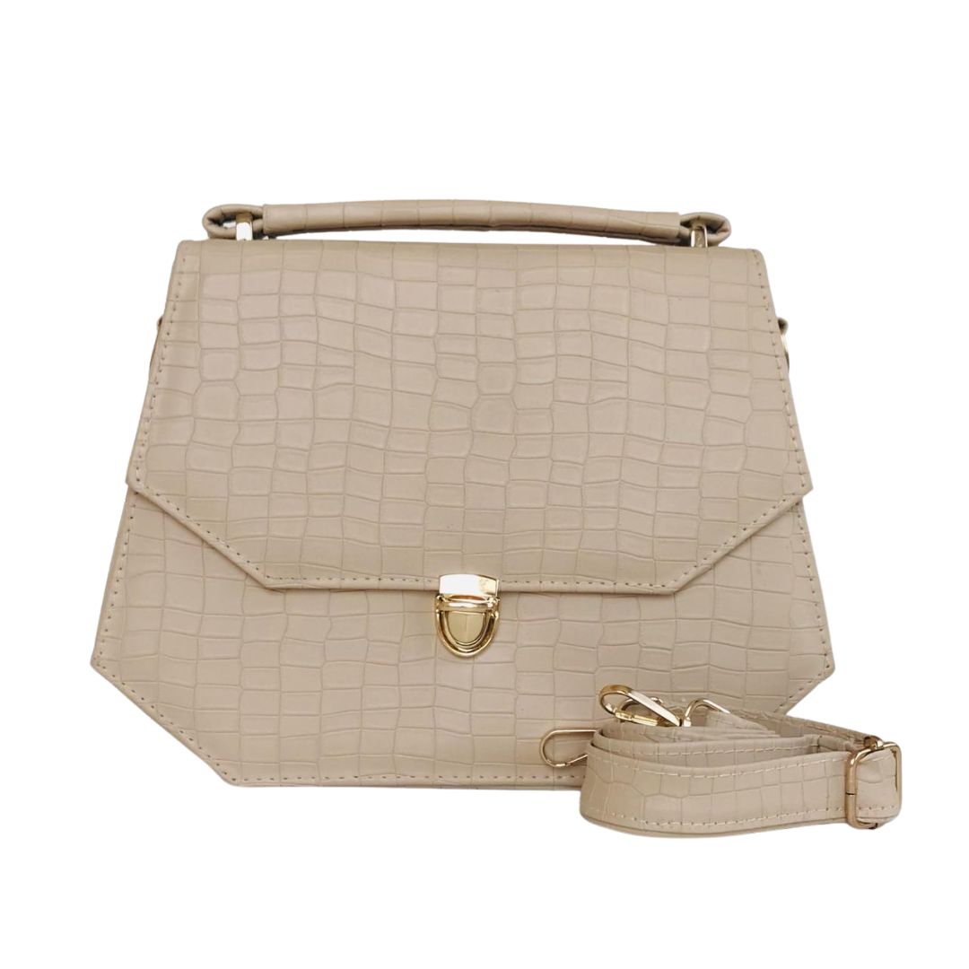 HEXA – Geometric Box Tote in Beige