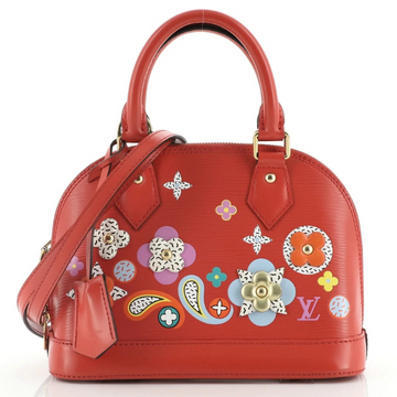 Louis Vuitton Alma Epi Leather Floral BB Handbag - Red