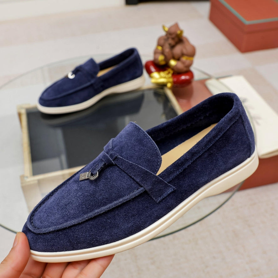 Loro Piana Summer Charms Walk Suede Loafer – True Dark Blue (108)