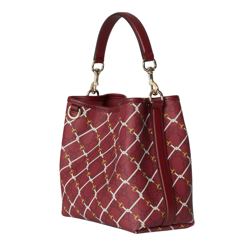 Gucci Emblem Small Bucket Bag – Red