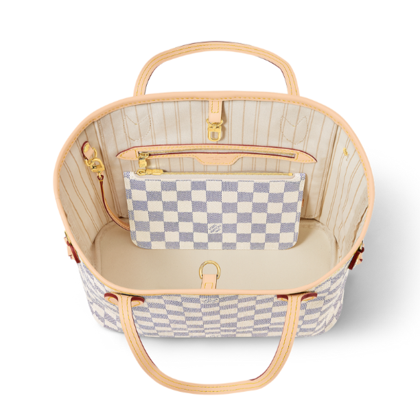 Louis Vuitton Neverfull MM Damier Azur Tote Bag - White