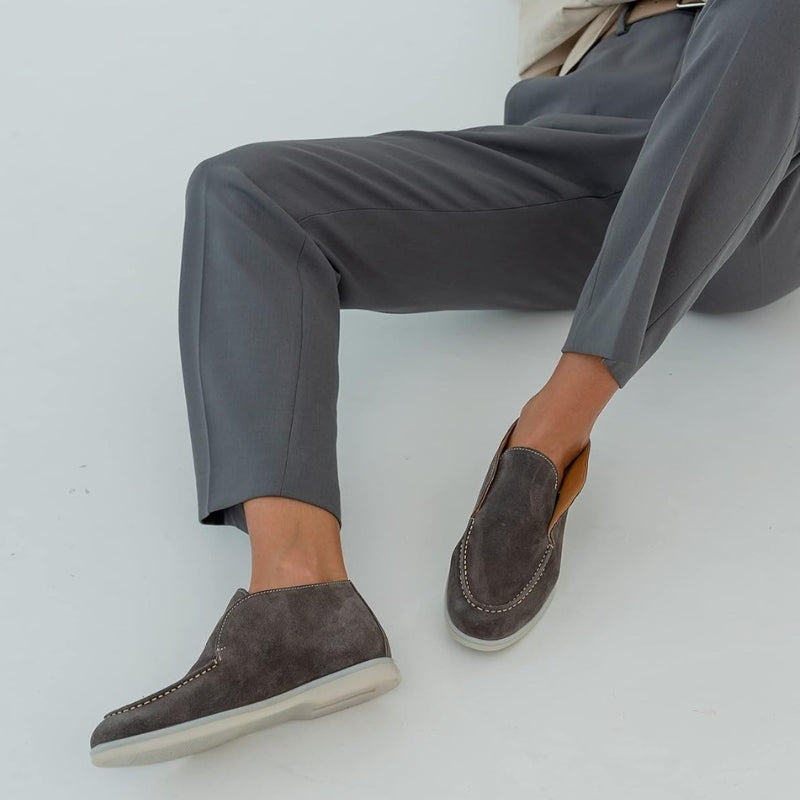 Loro Piana Open Walk Suede Ankle Boots - Grey (219)