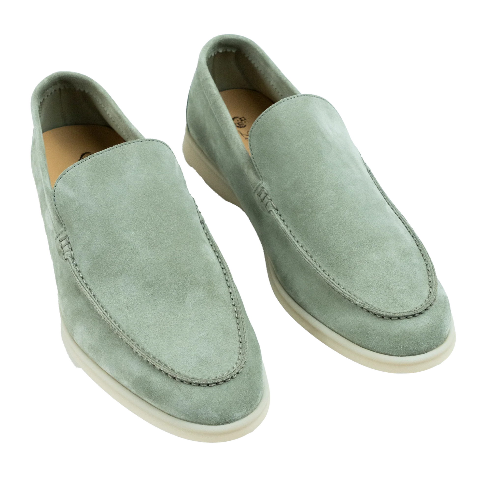 Loro Piana Summer Walk Suede Loafers - Frozen Fir (515Z)