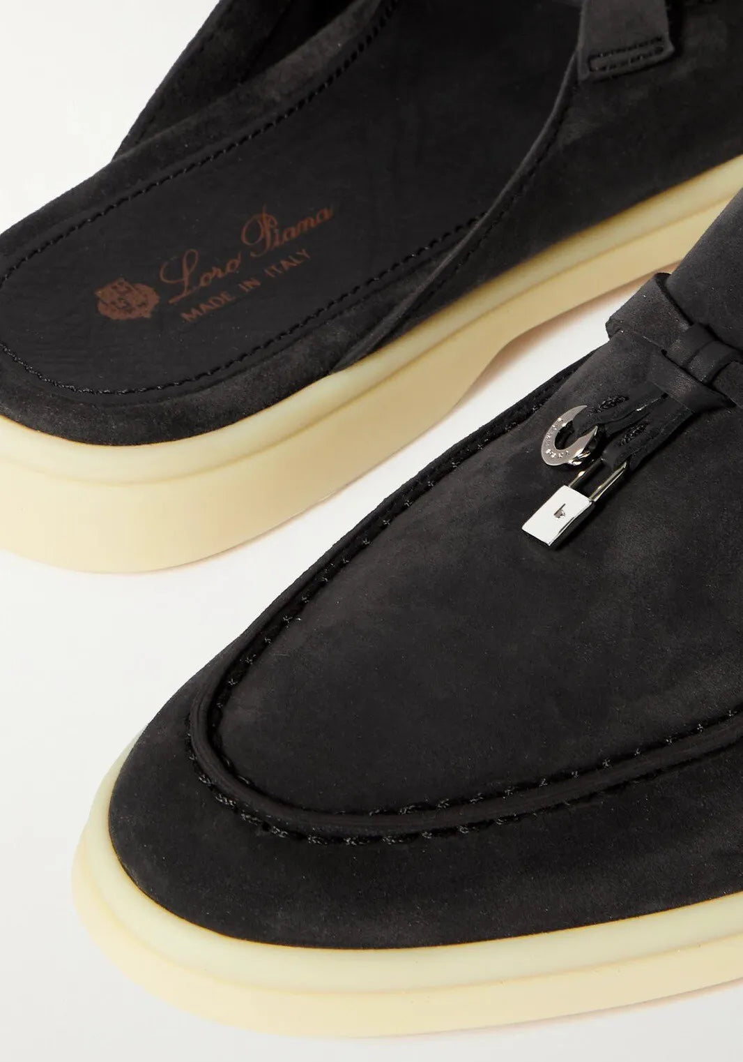 Loro Piana Charms Walk Babouche Suede Loafers - Black (062)