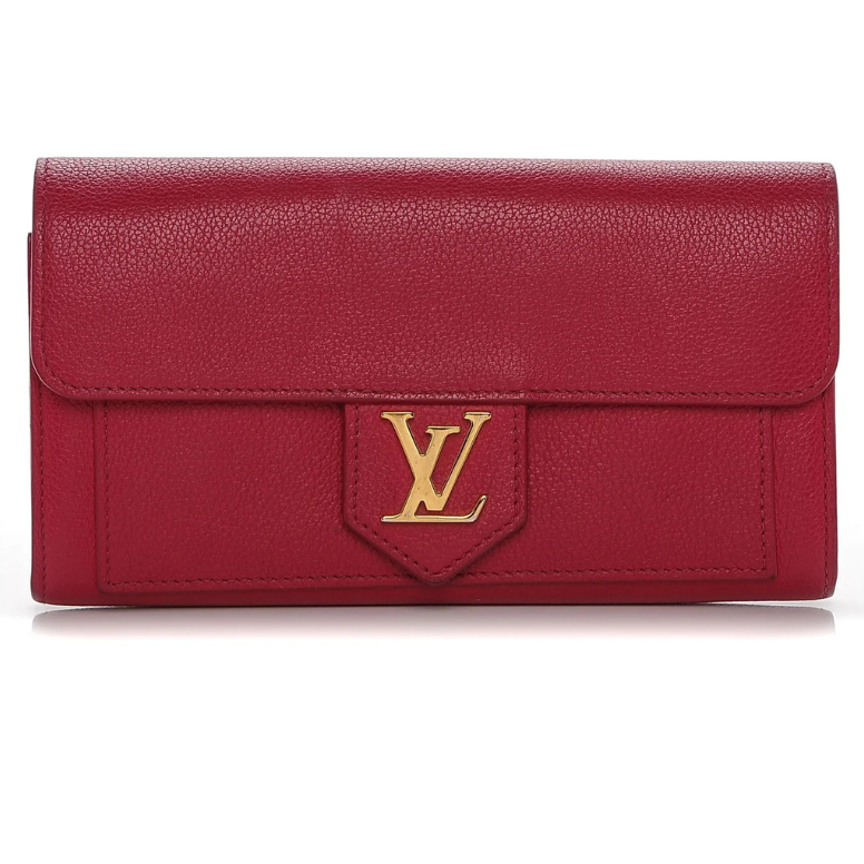 Louis Vuitton Calfskin Leather Lockme Wallet - Red