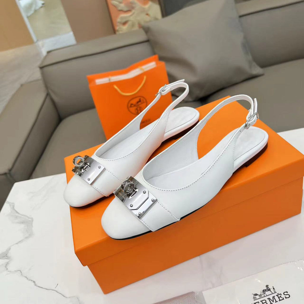 Hermes Innocente Slingback Sandals - White