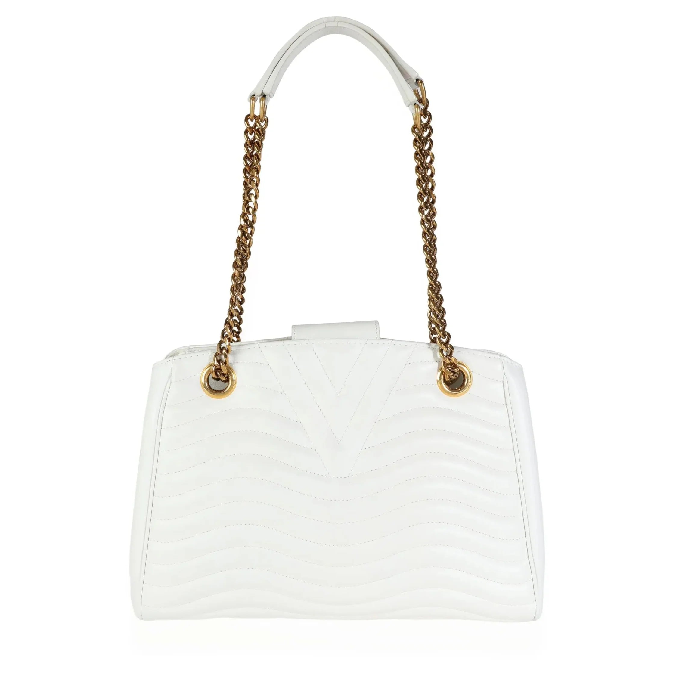 Louis Vuitton Calfskin New Wave Chain Tote Bag - White