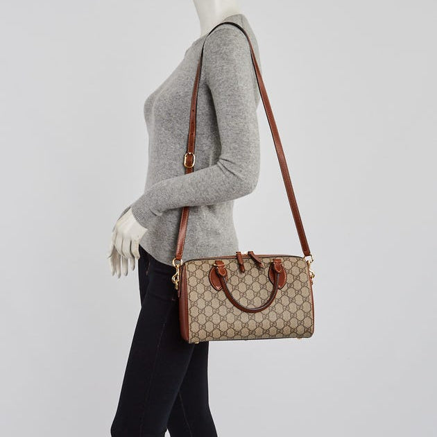 Gucci GG Supreme Canvas Small Boston Handbag - Beige