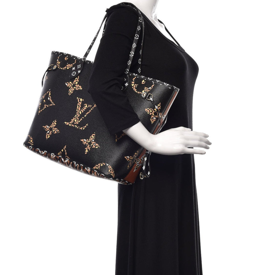 Louis Vuitton Giant Jungle Neverfull MM Tote Bag - Black and Brown