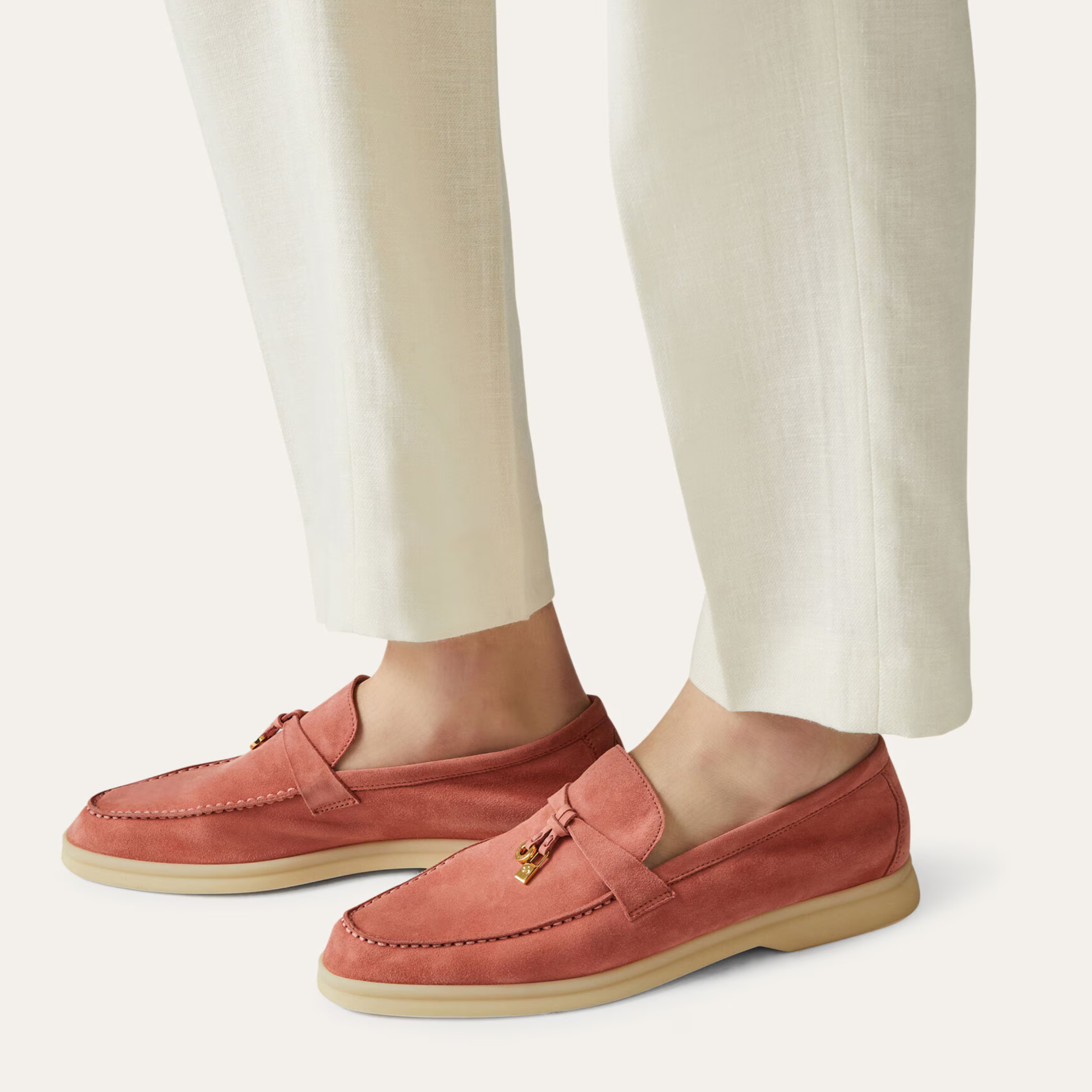 Loro Piana Summer Charms Walk Suede Loafers -  Wild Mauve