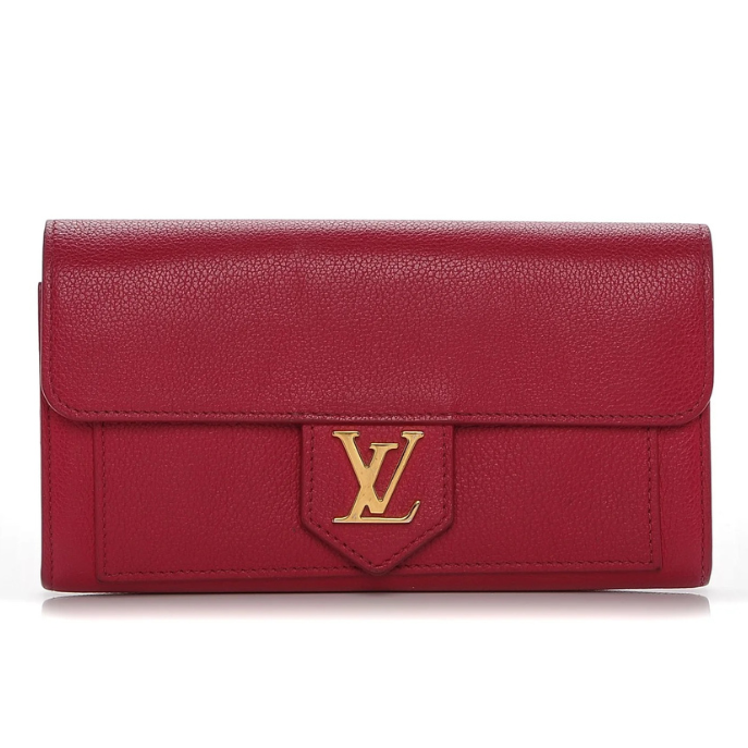 Louis Vuitton Calfskin Long LockMe Wallet - Red