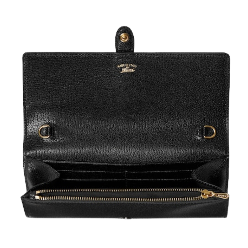 Gucci Jackie 1961 Leather Chain Wallet – Black
