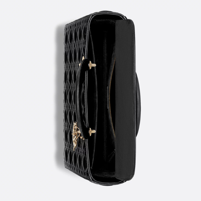 Dior Large Lady Dior Cannage Lambskin Bag - Black